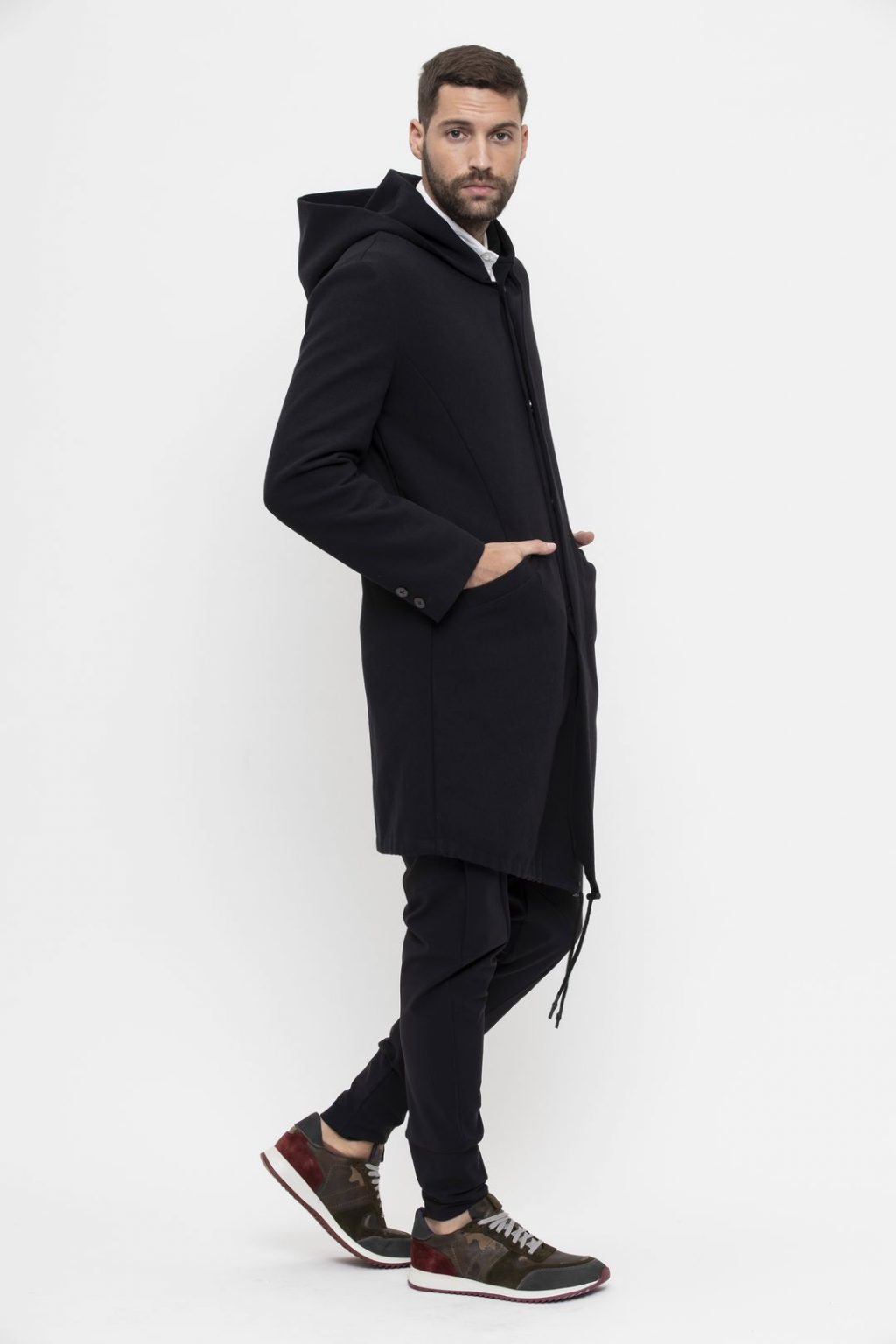 Yale Black Hooded Overcoat - Ayen