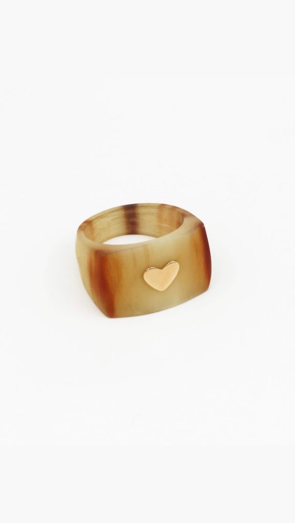 Ring With Gold Filled Heart Charm in Neutral